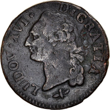 Monnaie, France, Louis XVI, Sol ou sou, Sol, 1791, Lyon, TB+, Cuivre