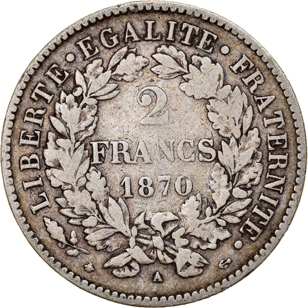 Monnaie, France, Cérès, 2 Francs, 1870, Paris, TB+, Argent, Gadoury:530