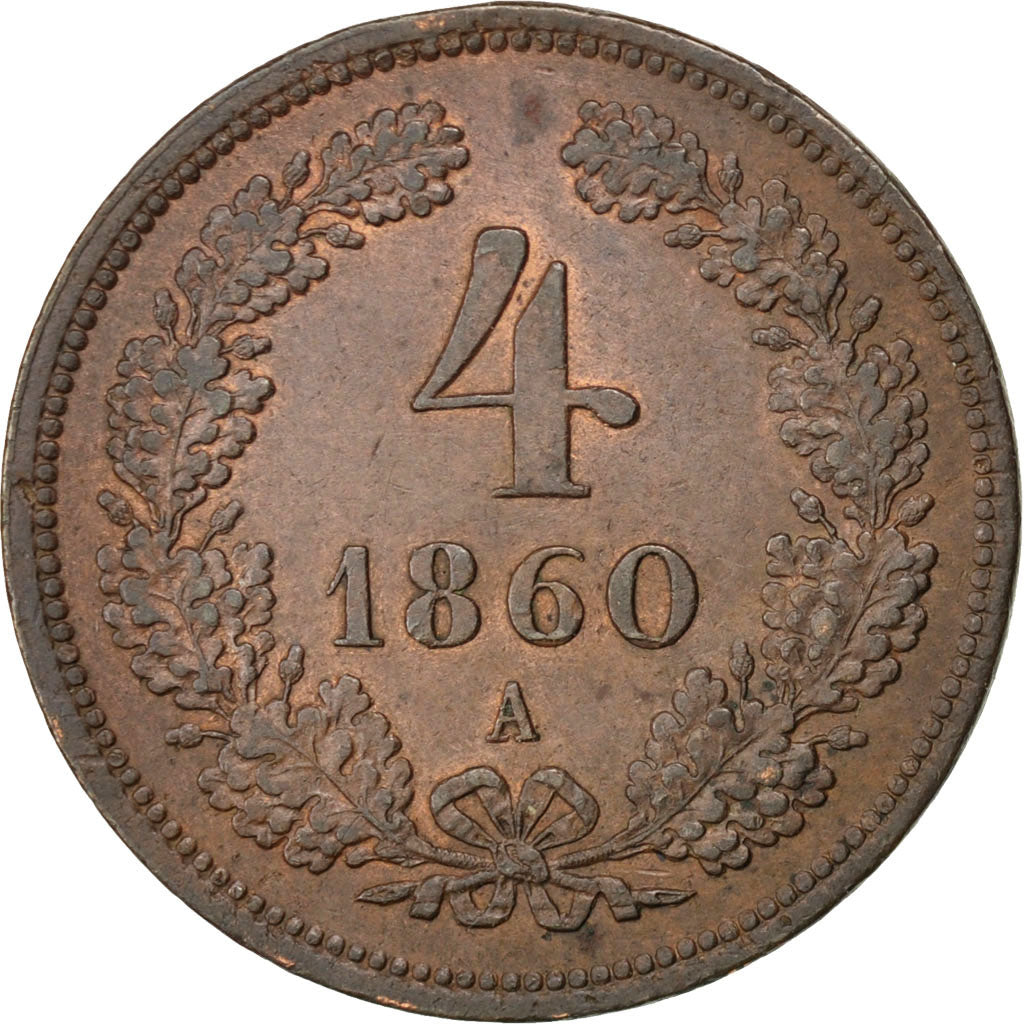 Münze, Österreich, Franz Joseph I, 4 Kreuzer, 1860, Vienne, SS+, Kupfer