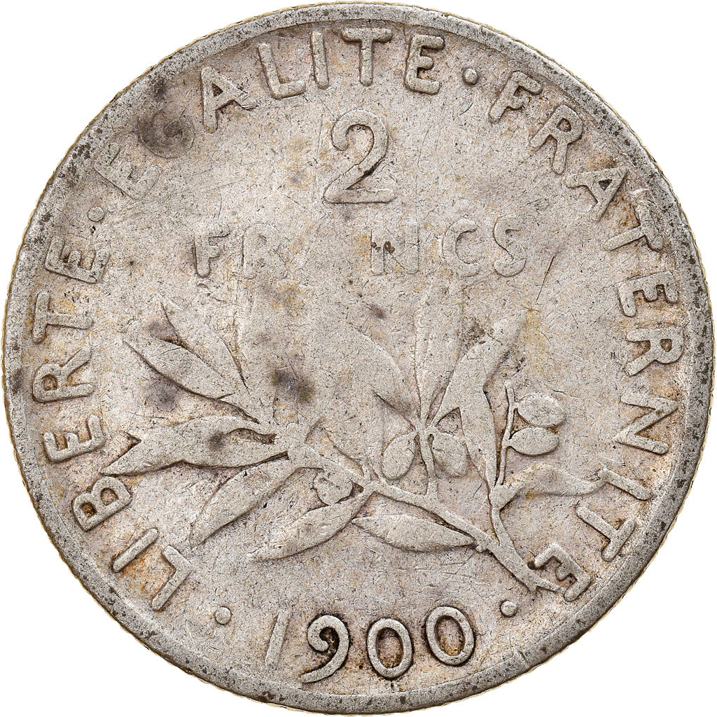 Coin, France, Semeuse, 2 Francs, 1900, Paris, VF(20-25), Silver, KM:845.1