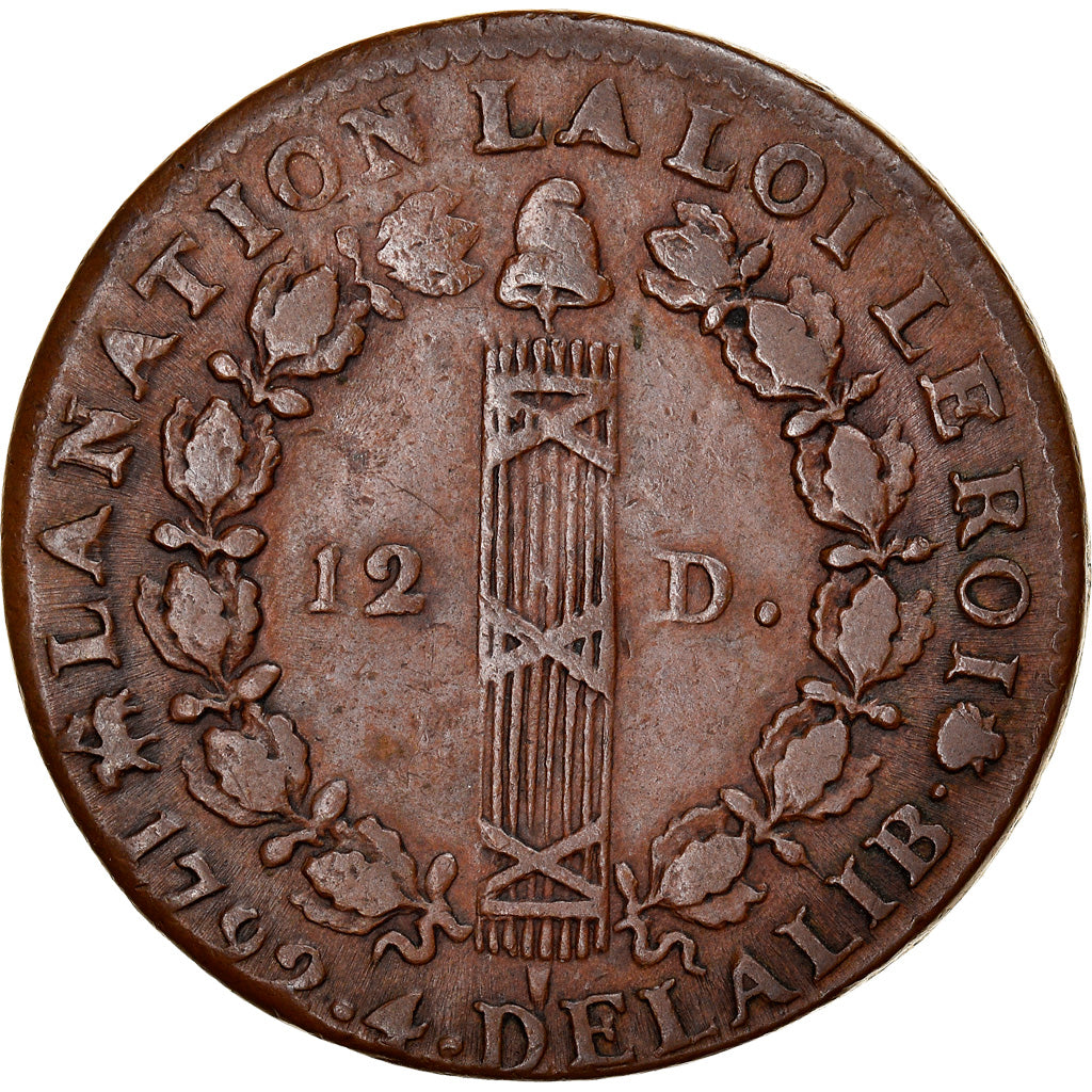 Monnaie, France, Louis XVI, 12 deniers françois, 12 Deniers, 1792, Rouen, TTB