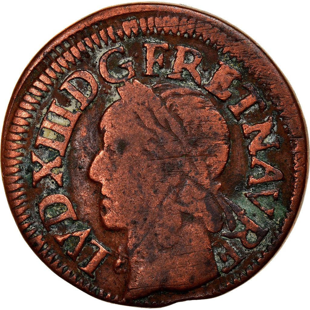 Monnaie, France, Louis XIII, Double tournois de Warin, tête à gauche, Double