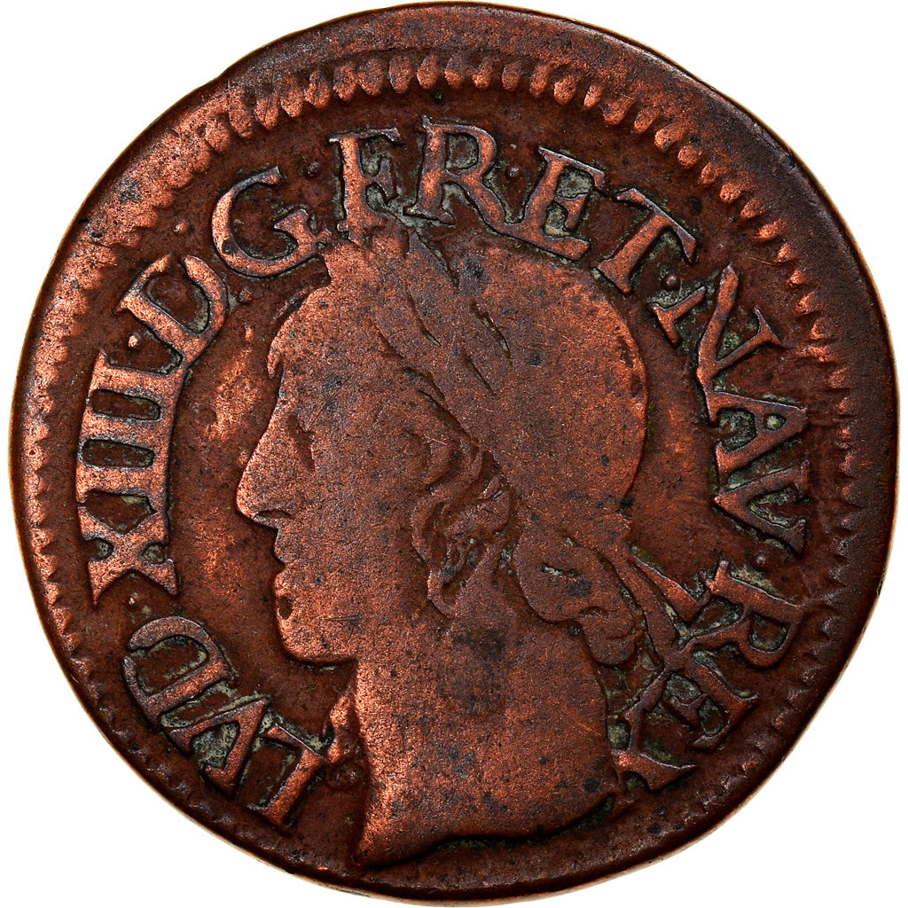 Coin, France, Louis XIII, Double tournois de Warin, tête à gauche, Double