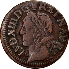 Münze, Frankreich, Louis XIII, Double tournois de Warin, tête à gauche