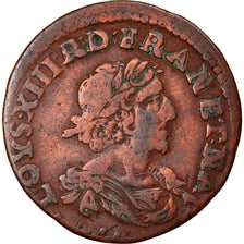 Munten, Frankrijk, Louis XIII, Louis XIII, Double Tournois, 1638, FR+, Koper