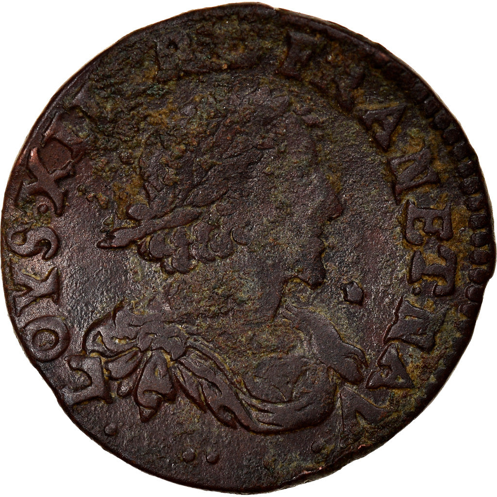 Coin, France, Louis XIII, Louis XIII, Double Tournois, 1638, VF(30-35), Copper