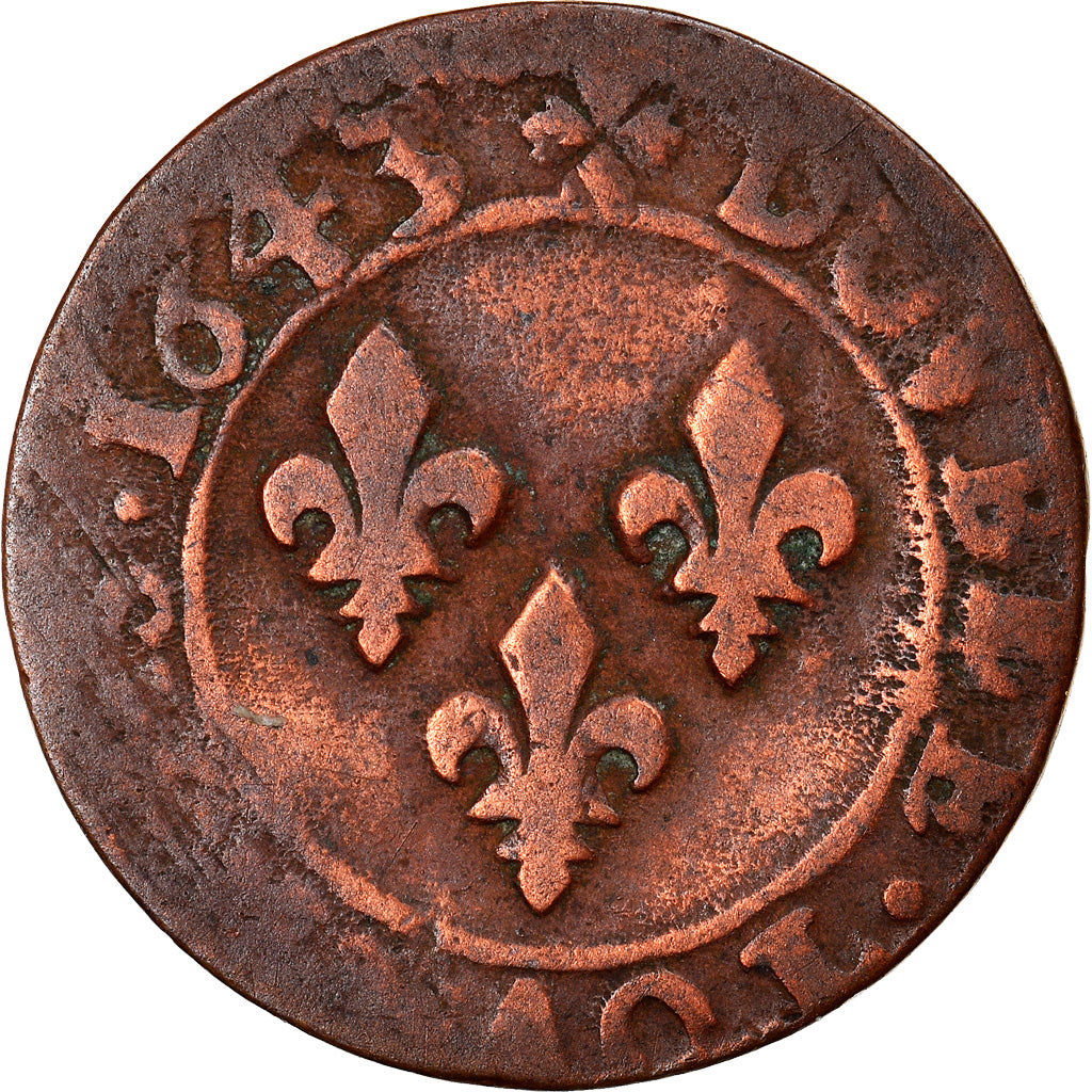 Münze, Frankreich, Louis XIII, Double tournois de Warin, tête à gauche