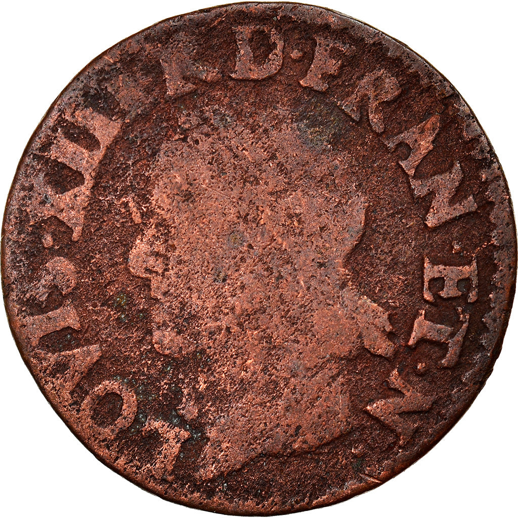 Coin, France, Louis XIII, Double tournois de Warin, tête à gauche, Double
