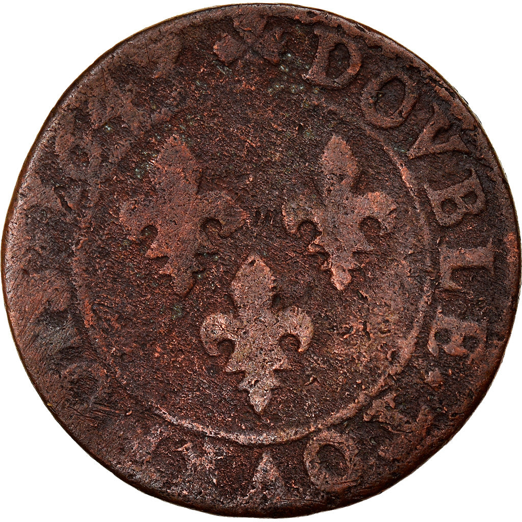 Coin, France, Louis XIII, Double tournois de Warin, tête à gauche, Double