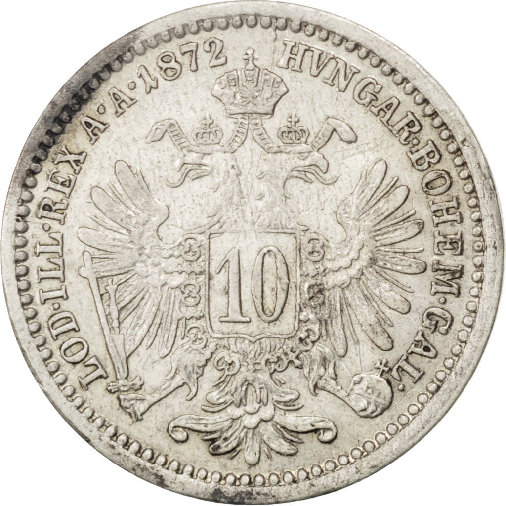 Austria, Franz Joseph I, 10 Kreuzer, 1872, BB, Argento, KM:2206