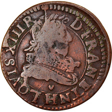 Monnaie, France, Louis XIII, Double tournois, buste juvénile au col fraisé