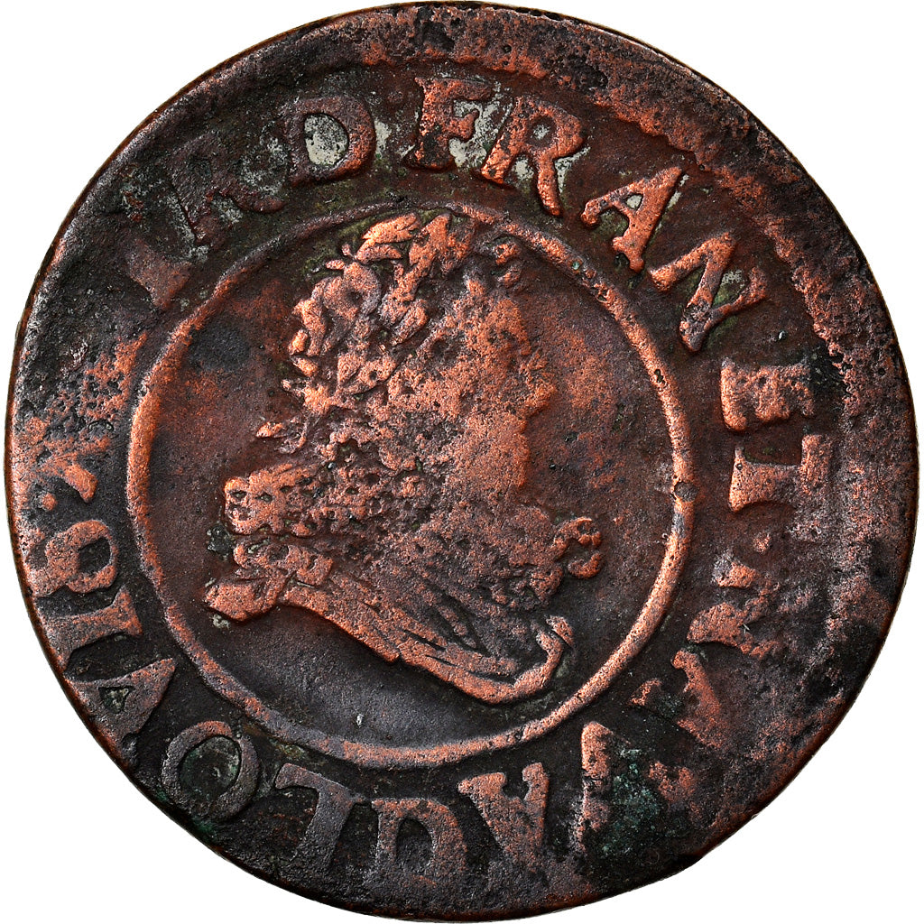 Coin, France, Louis XIII, Double tournois, buste juvénile au col fraisé