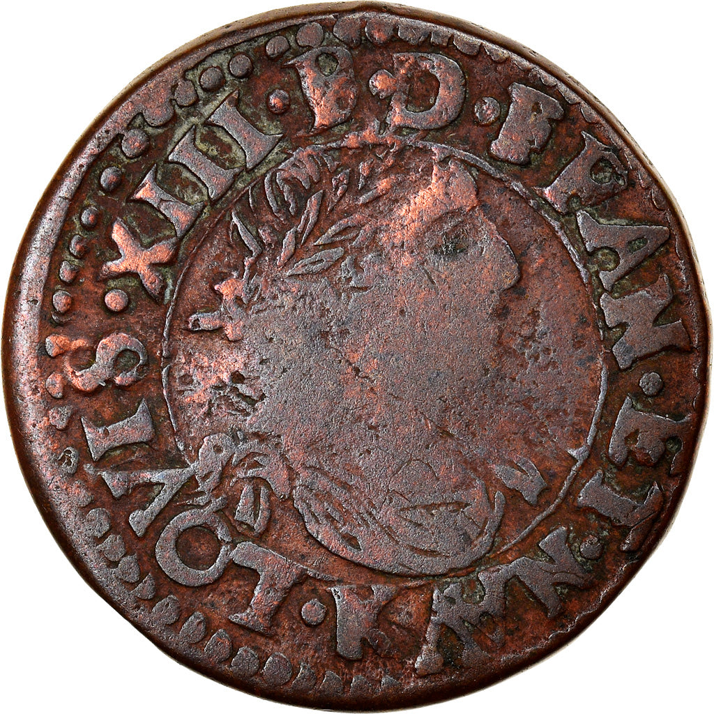 Münze, Frankreich, Louis XIII, Double Tournois, 1639, Bordeaux, S, Kupfer