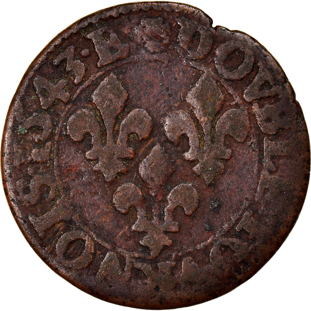 Coin, France, Louis XIII, Double tournois de Warin, tête à gauche, Double