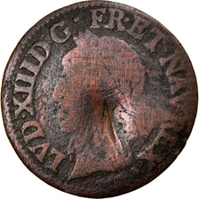 FRANCE, Double tournois de Warin, tête à gauche, Double Tournois, 1643, Paris, K