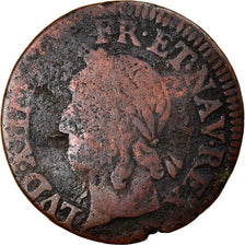 Moeda, França, Louis XIII, Double tournois de Warin, tête à gauche, Double