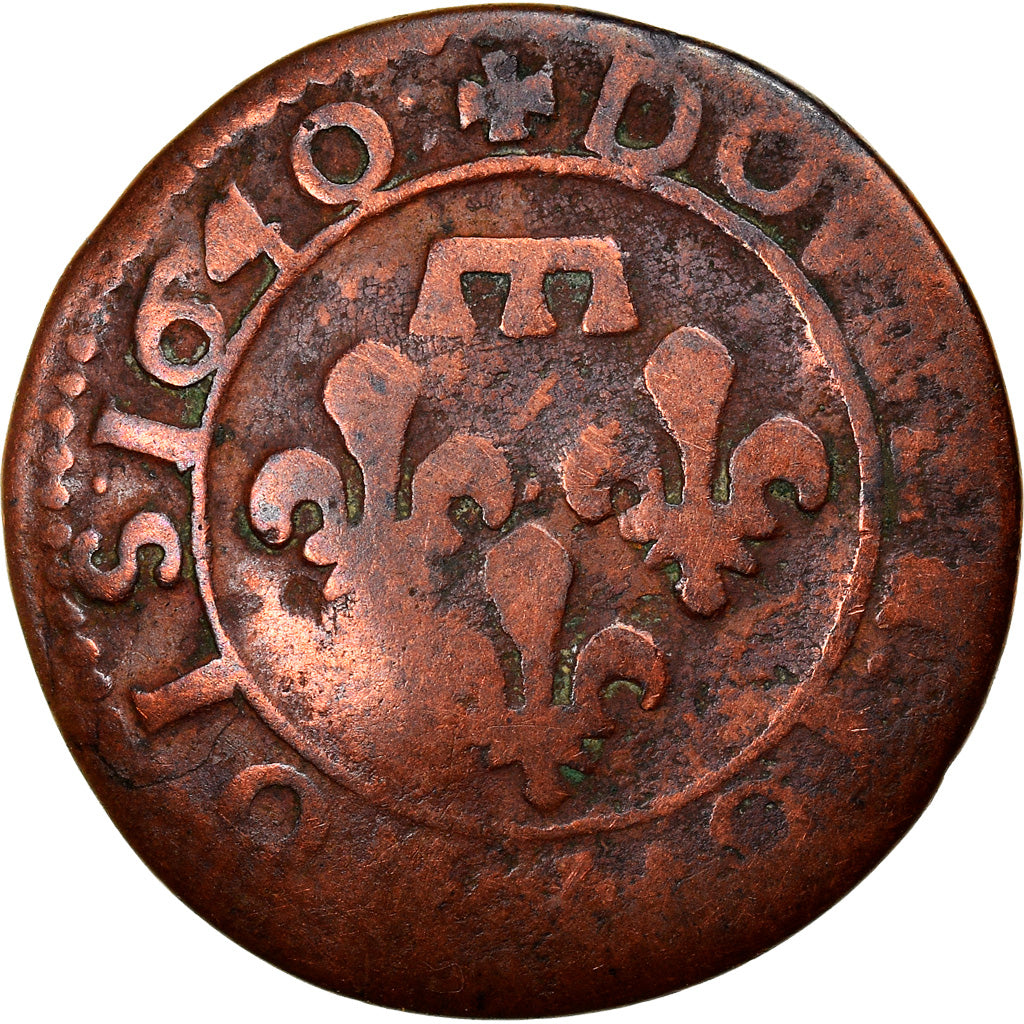Moneta, STATI FRANCESI, DOMBES, Double Tournois, 1640, Trévoux, MB+, Rame