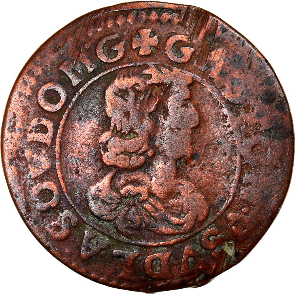 Moeda, ESTADOS FRANCESES, DOMBES, Double Tournois, 1641, Trévoux, VF(20-25)