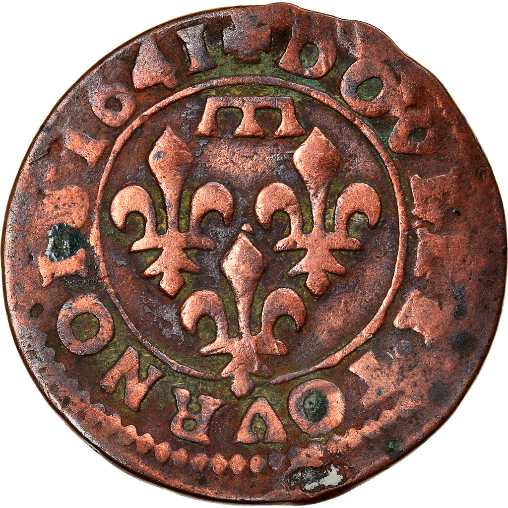 Moeda, ESTADOS FRANCESES, DOMBES, Double Tournois, 1641, Trévoux, VF(20-25)