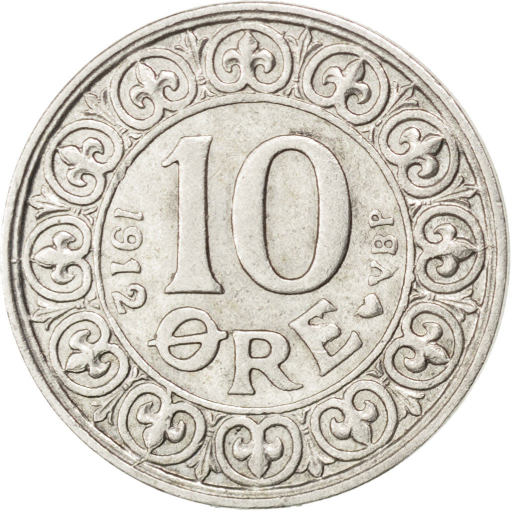 Danimarca, Frederik VIII, 10 Öre, 1912, Copenhagen, BB, Argento, KM:807