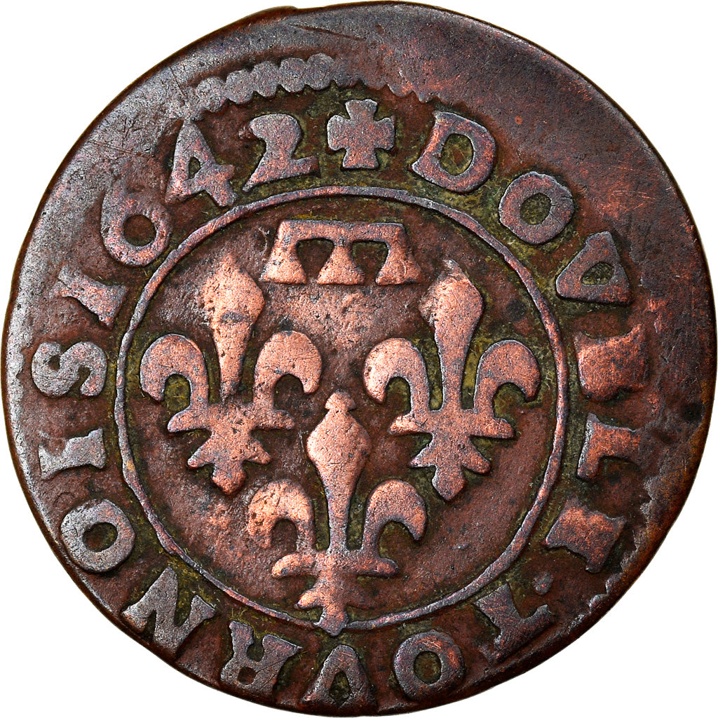 Moneta, Francja, DOMBES, Gaston d'Orléans, Double Tournois, 1642, Trévoux
