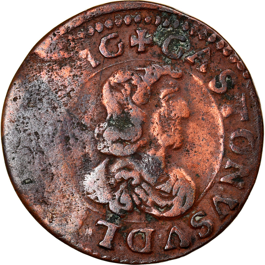 Münze, Frankreich, DOMBES, Gaston d'Orléans, Double Tournois, 1642, Trévoux