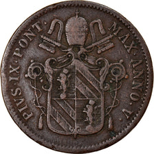 Moneda, Estados italianos, PAPAL STATES, Pius IX, Baiocco, 1850, Roma, BC+