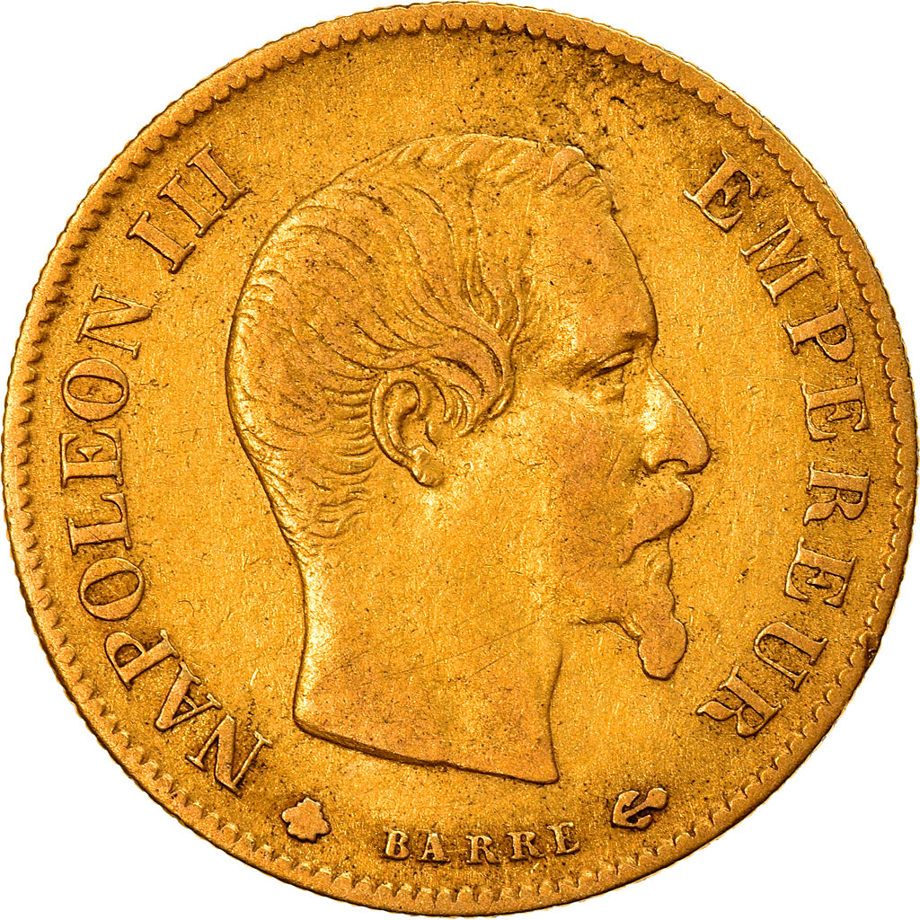 Moneta, Francia, Napoleon III, 10 Francs, 1860, Strasbourg, BB, Oro, KM:784.4