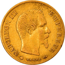 Moneta, Francia, Napoleon III, 10 Francs, 1860, Strasbourg, BB, Oro, KM:784.4