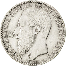 Stato Libero del Congo, Leopold II, Franc, 1896, MB+, Argento, KM:6