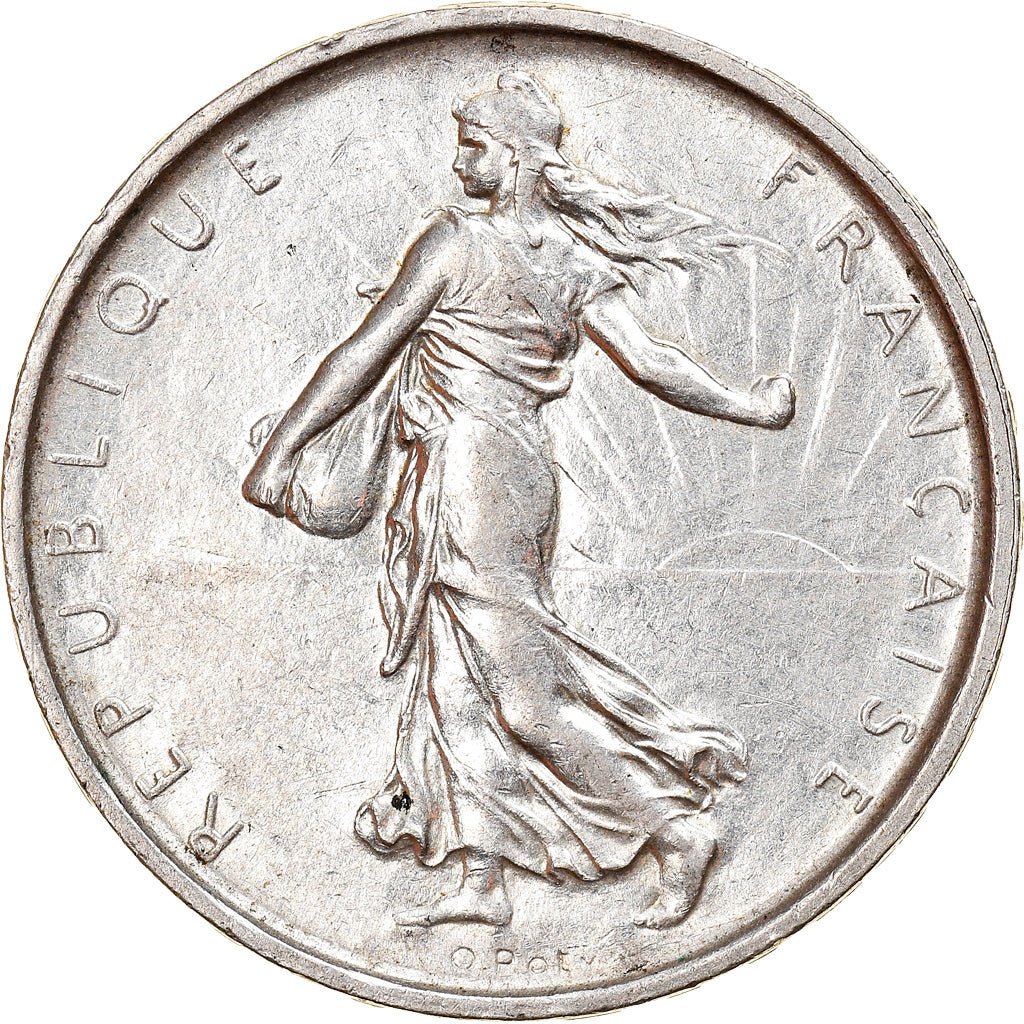 Moeda, França, Semeuse, 5 Francs, 1967, AU(55-58), Prata, KM:926, Gadoury:770