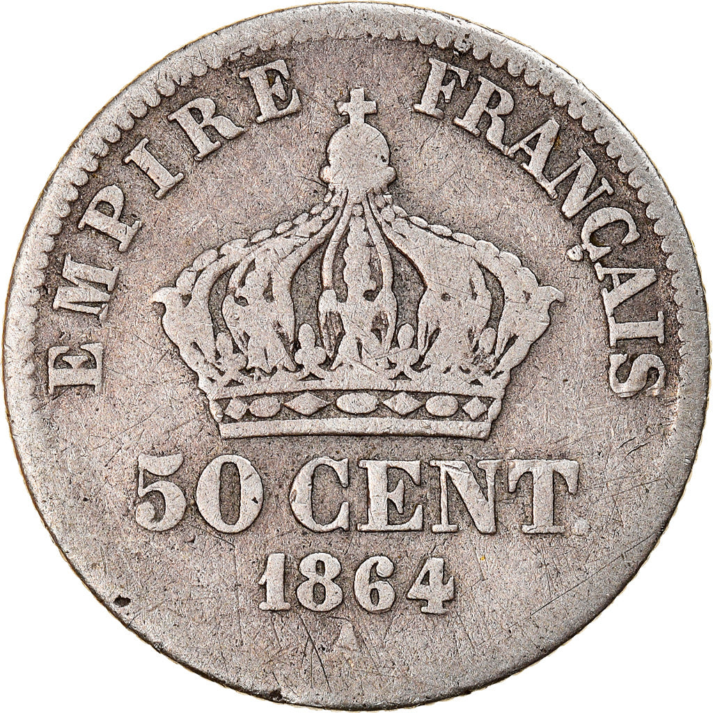 Coin, France, Napoleon III, 50 Centimes, 1864, Paris, VF(20-25), Silver