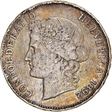 Coin, Switzerland, 5 Francs, 1892, Bern, VF(20-25), Silver, KM:34