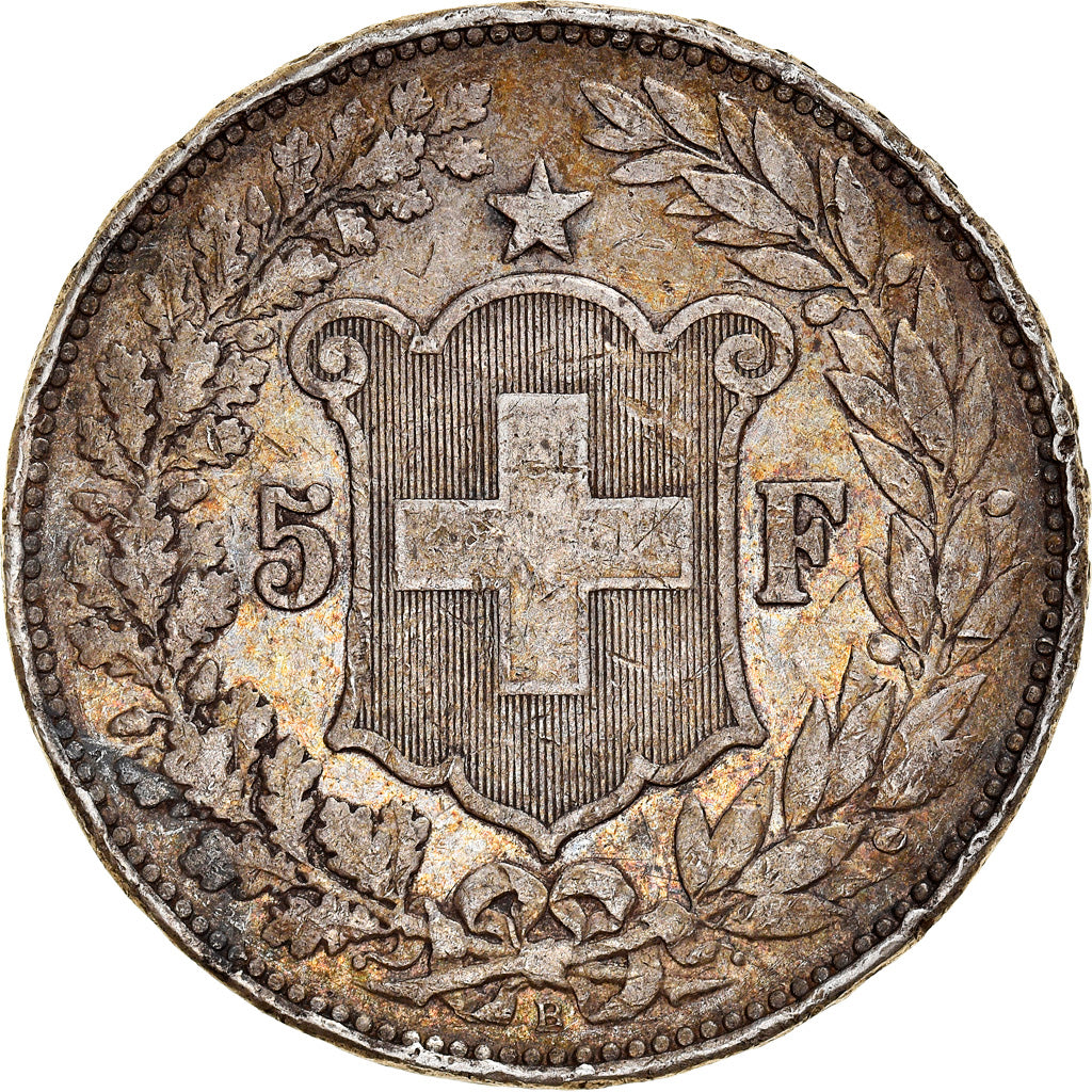 Coin, Switzerland, 5 Francs, 1892, Bern, VF(20-25), Silver, KM:34