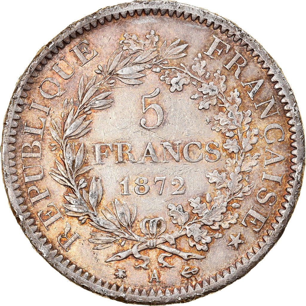 Moneta, Francja, Hercule, 5 Francs, 1872, Paris, AU(50-53), Srebro, KM:820.1