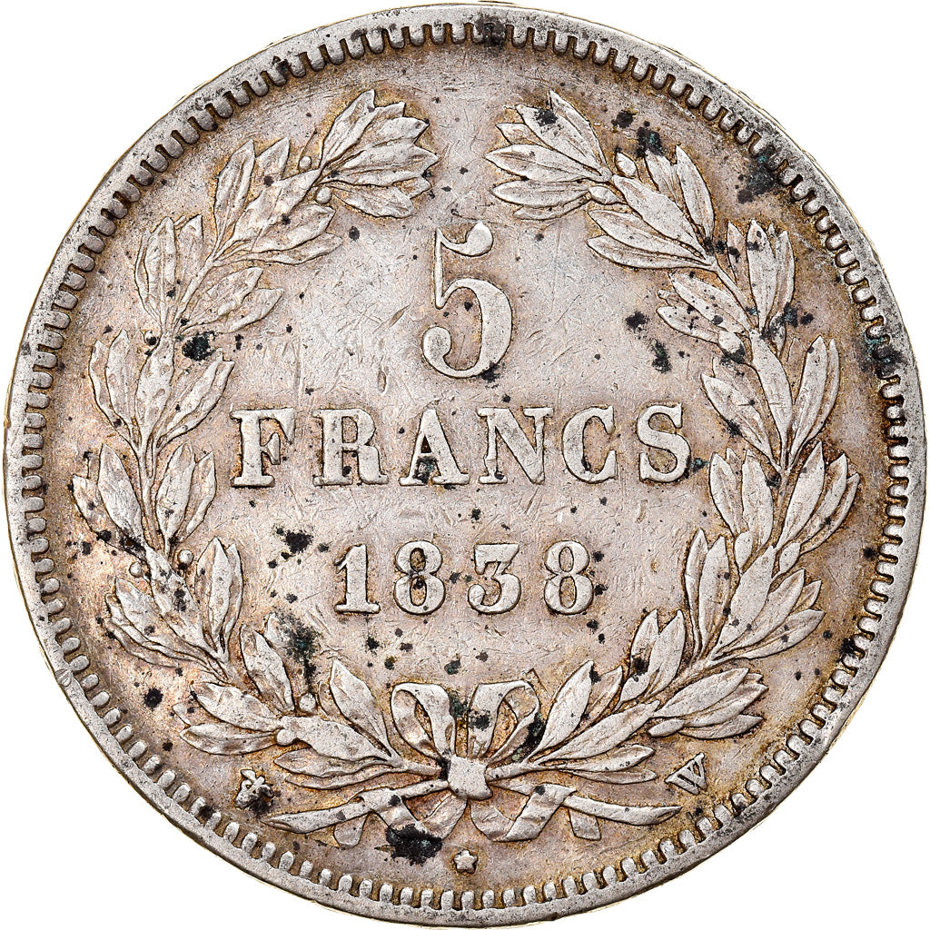 Coin, France, Louis-Philippe, 5 Francs, 1838, Lille, EF(40-45), Silver
