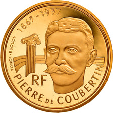 Münze, Frankreich, Albertville, Coubertin, 500 Francs, 1991, Paris, STGL, Gold
