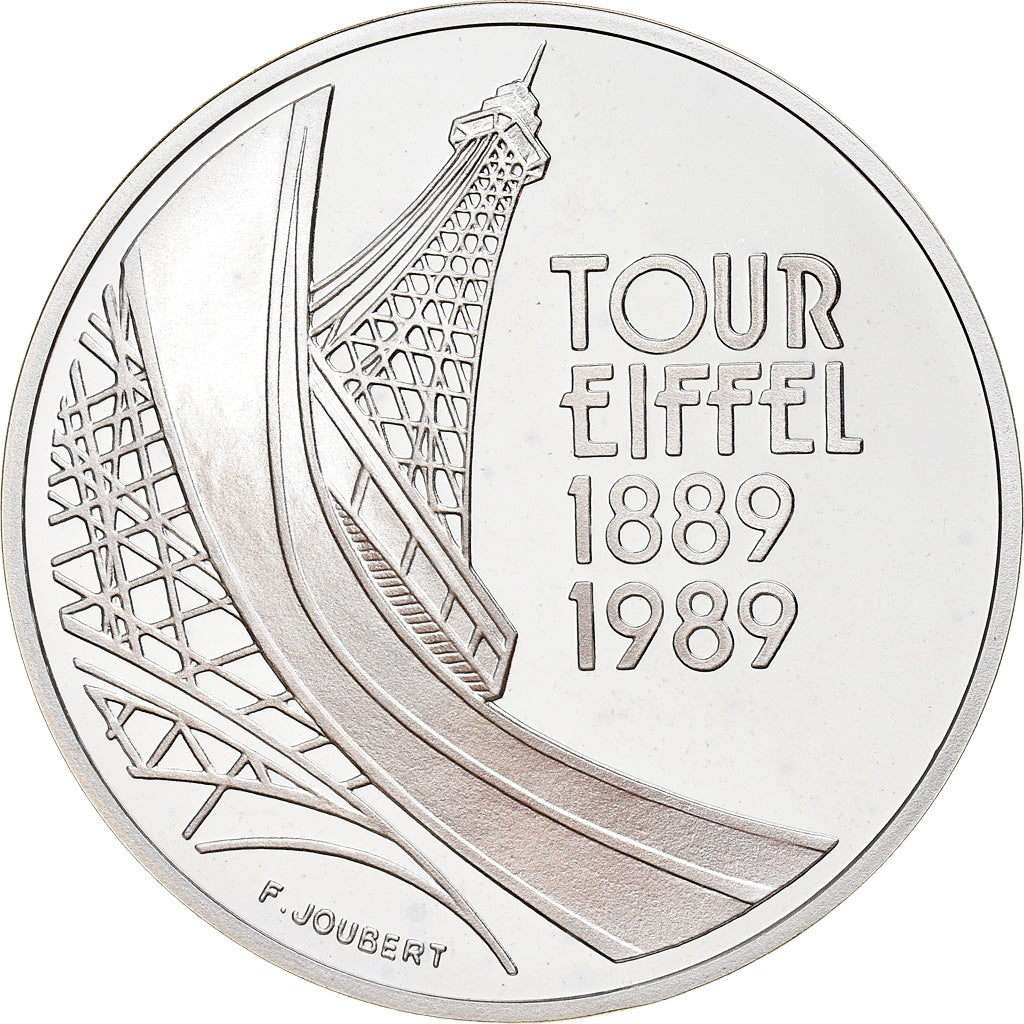Münze, Frankreich, Tour Eiffel, 5 Francs, 1989, Proof / BE, STGL, Silber