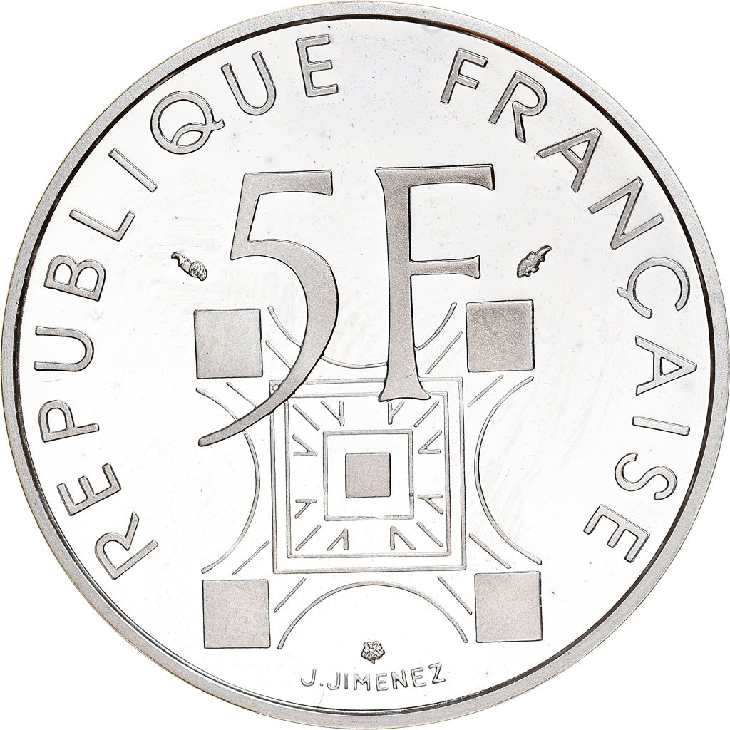 Münze, Frankreich, Tour Eiffel, 5 Francs, 1989, Proof / BE, STGL, Silber