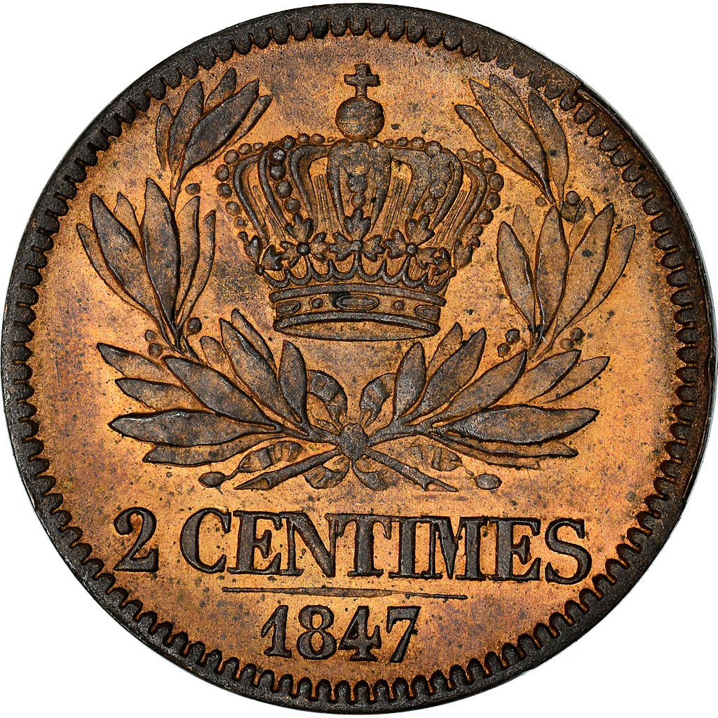 Moneta, Francja, Louis-Philippe, 2 Centimes, 1847, Paris, PRÓBA, MS(63)