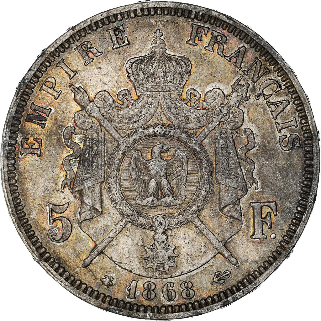 Munten, Frankrijk, Napoleon III, Napoléon III, 5 Francs, 1868, Paris, ZF+