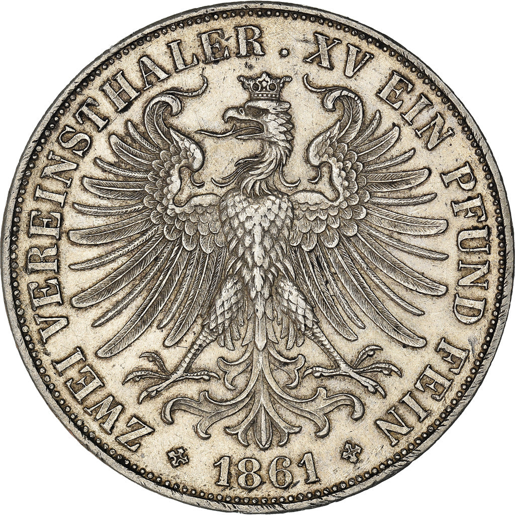 Monnaie, Etats allemands, FRANKFURT AM MAIN, 2 Thaler, 3-1/2 Gulden, 1861