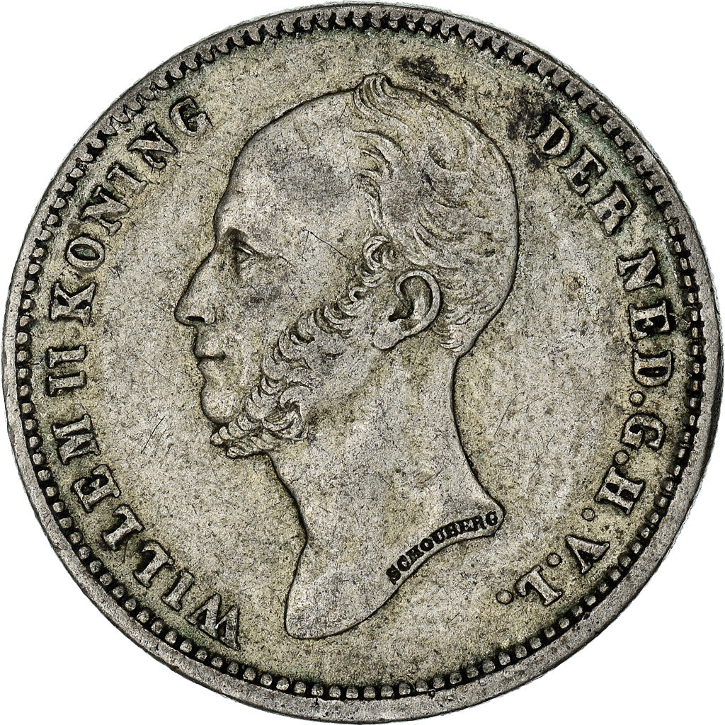 Coin, Netherlands, William II, 25 Cents, 1848, EF(40-45), Silver, KM:76