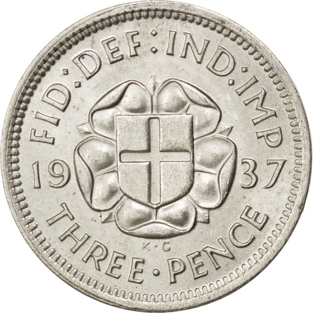 GREAT BRITAIN, 3 Pence, 1937, KM #848, MS(60-62), Silver, 16, 1.42
