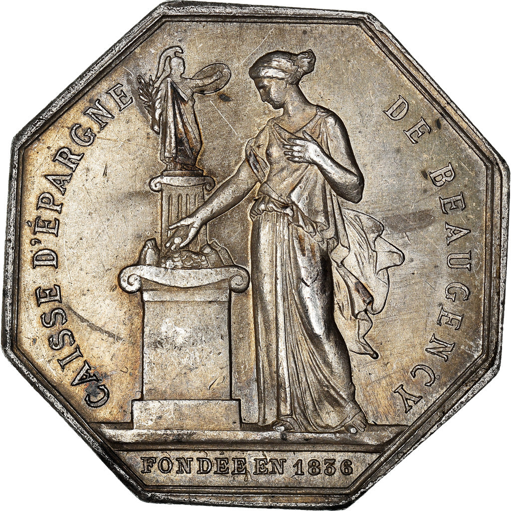 France, Jeton, Savings Bank, Caisse d'Epargne de Beaugency, 1874, Borrel, TTB+