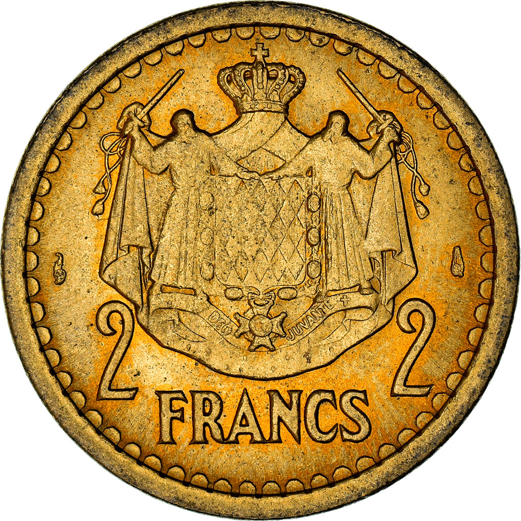 Coin, Monaco, 2 Francs, 1943, Paris, AU(55-58), Cupro-Aluminium, Gadoury:134