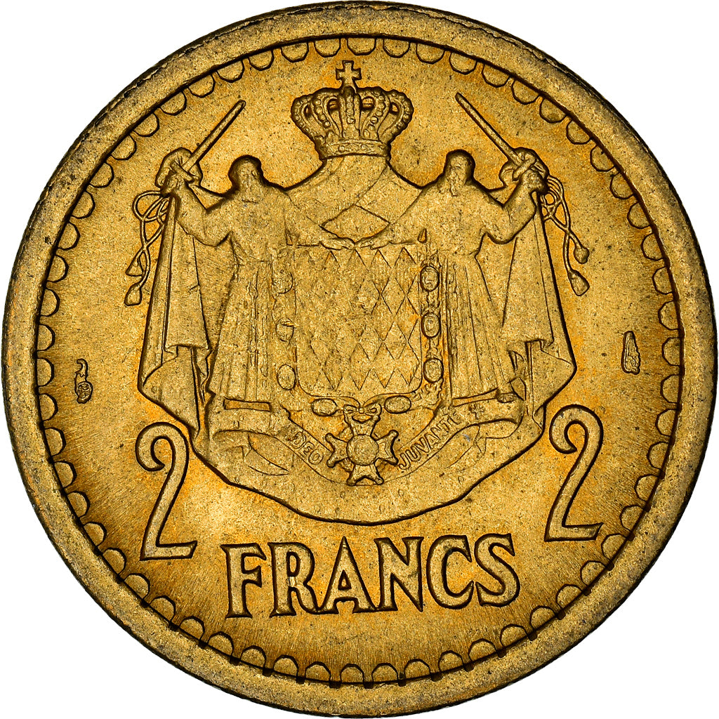 Münze, Monaco, 2 Francs, 1943, Paris, VZ, Cupro-Aluminium, Gadoury:134