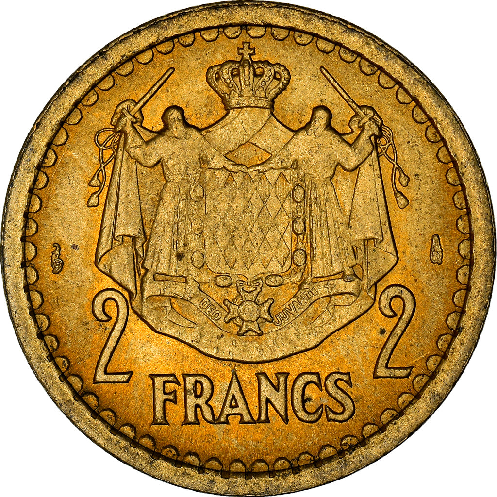 Monnaie, Monaco, 2 Francs, 1943, Paris, SUP+, Cupro-Aluminium, Gadoury:134