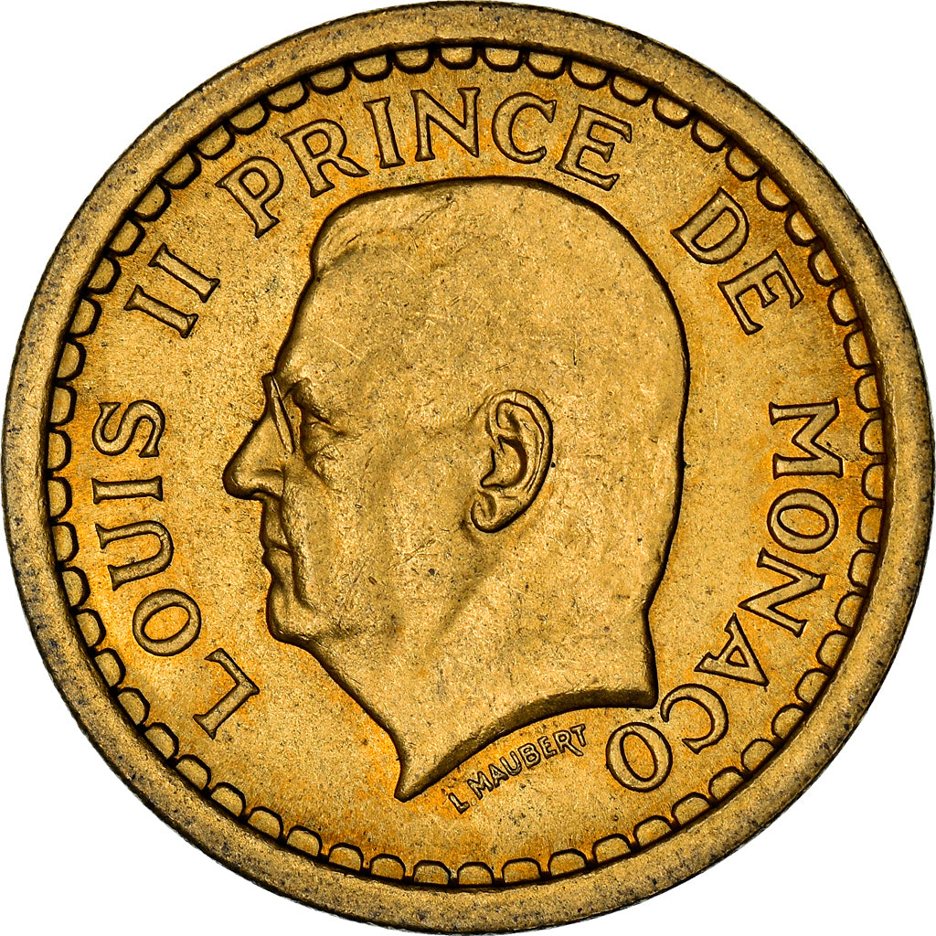 Moneta, Monaco, 2 Francs, 1943, Paris, MS(63), Brązal, Gadoury:134