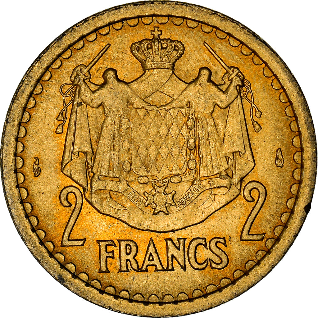 Moneta, Monaco, 2 Francs, 1943, Paris, MS(63), Brązal, Gadoury:134